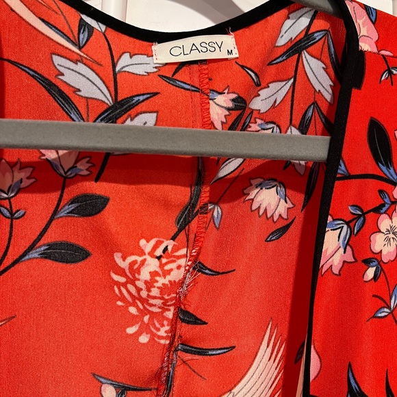 Red Floral Kimono Robe - Picture 2 of 6